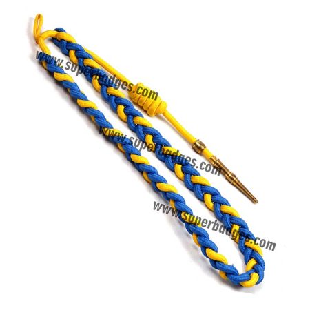 Blue/Gold cord with gold (brass) tip - Lanyard Fourragere with Tip