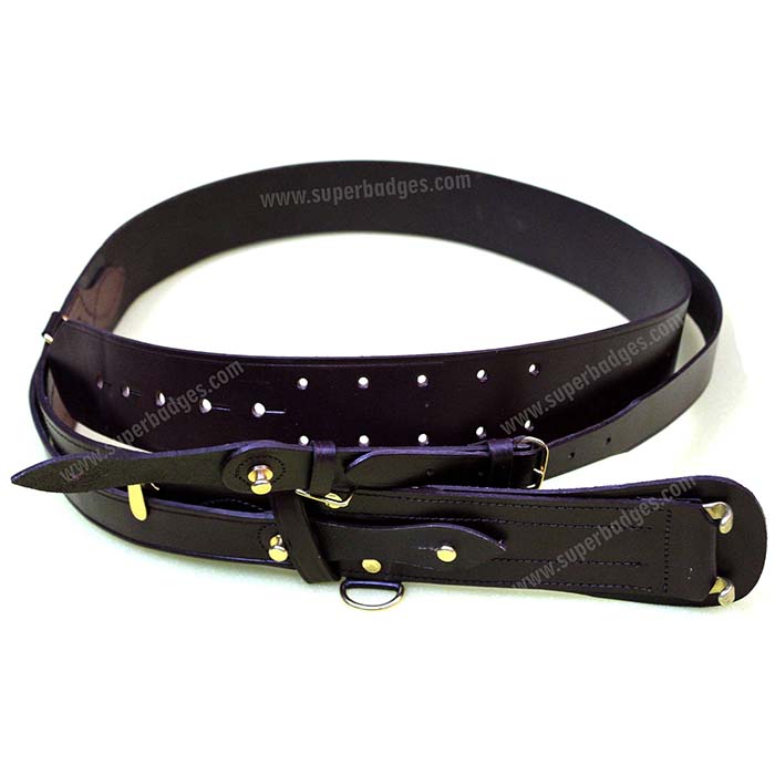 SAM BROWNE LEATHER BELT & CROSS STRAP - Super Badge