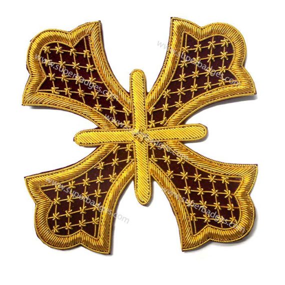 Cross Applique Gold Bullion on Velvet